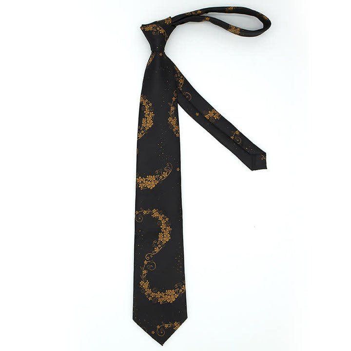 Conjunto de 3 corbatas para hombre con exquisito bordado de cachemira en dorado y negro