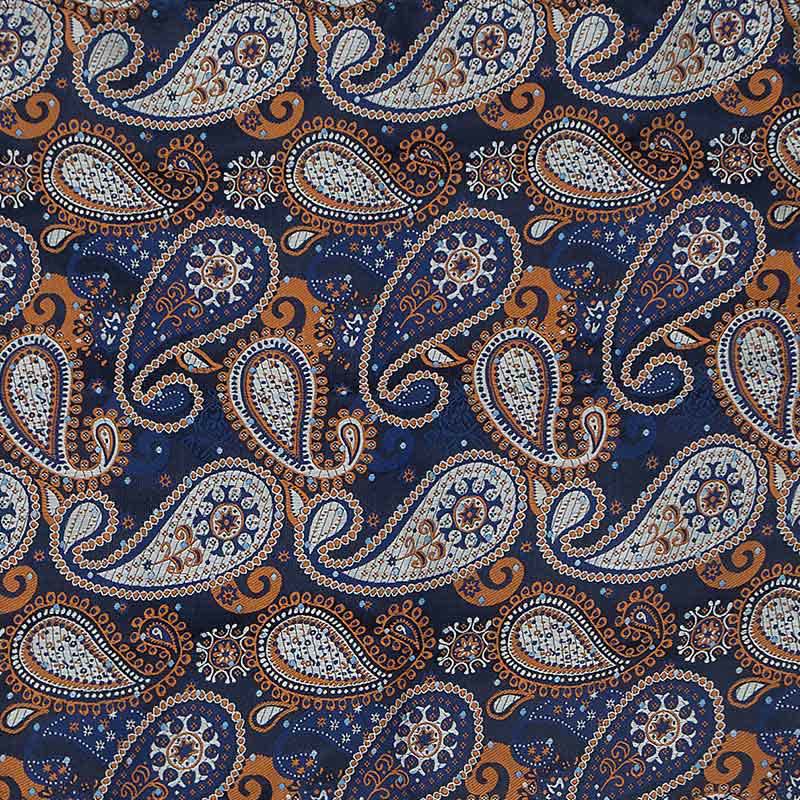 Hermoso conjunto de 3 corbatas con estampado de cachemira azul y naranja para hombre