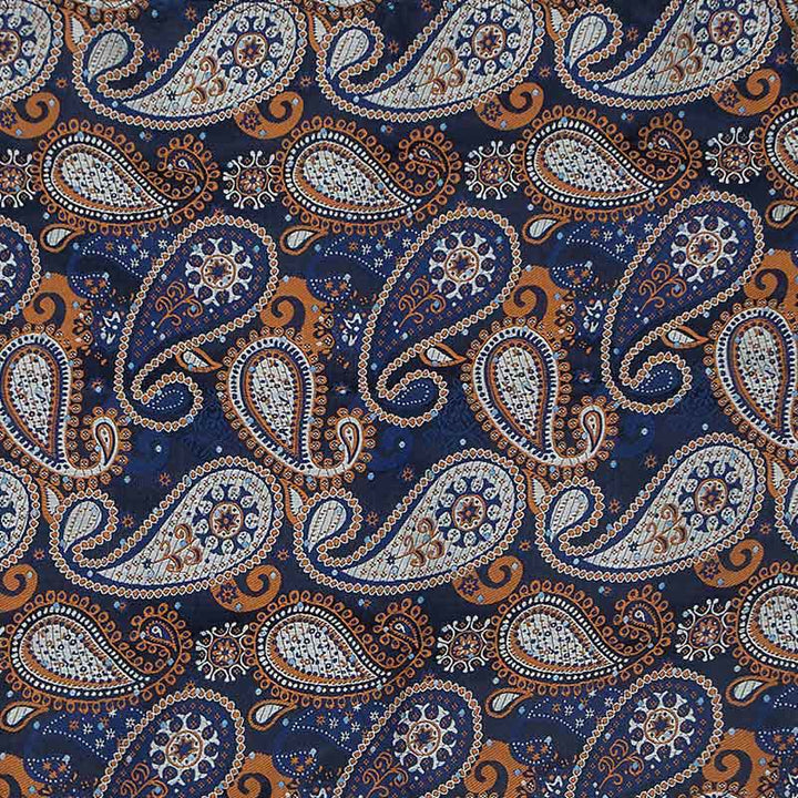 Hermoso conjunto de 3 corbatas con estampado de cachemira azul y naranja para hombre