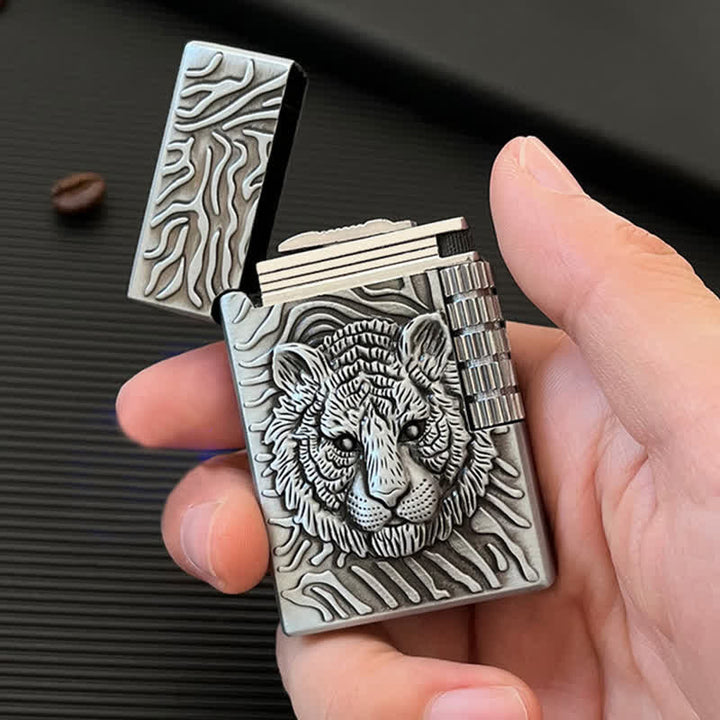 Encendedor de butano recargable con diseño de cabeza de tigre