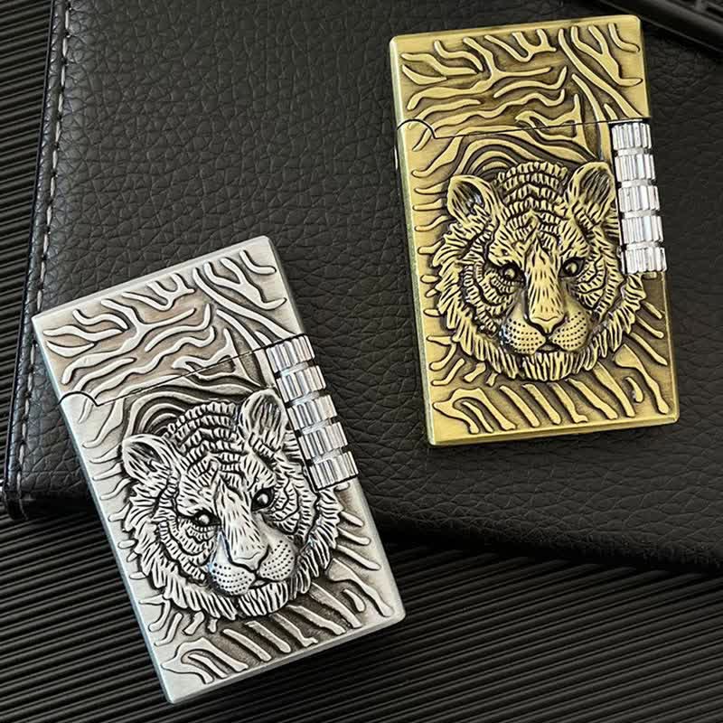 Encendedor de butano recargable con diseño de cabeza de tigre