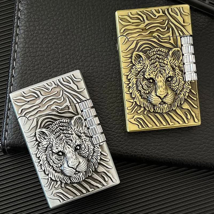 Encendedor de butano recargable con diseño de cabeza de tigre
