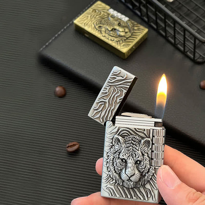 Encendedor de butano recargable con diseño de cabeza de tigre