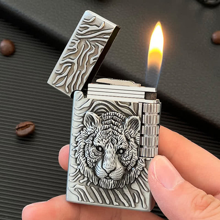 Encendedor de butano recargable con diseño de cabeza de tigre