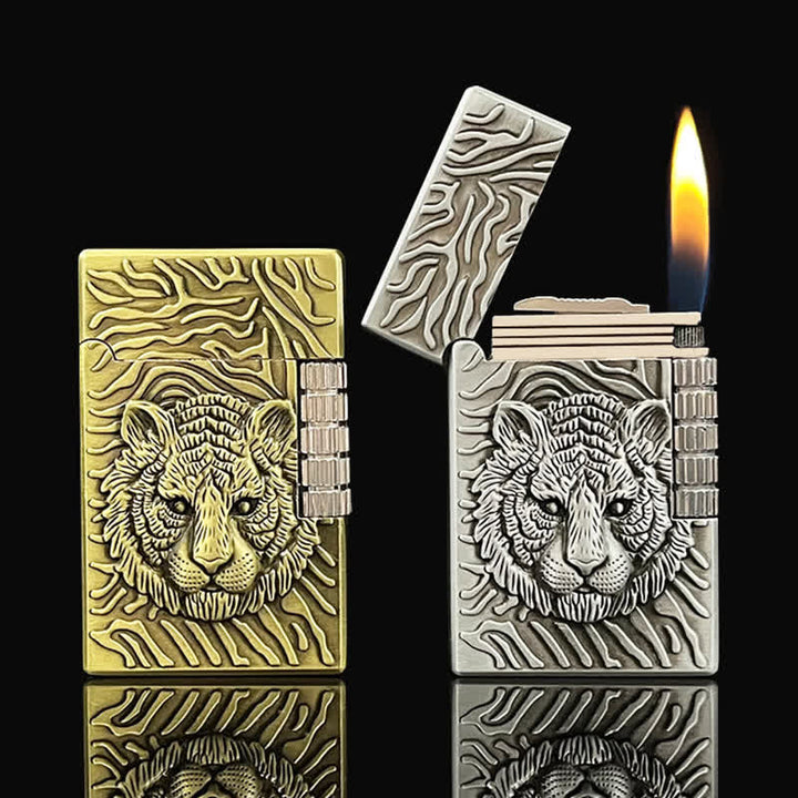 Encendedor de butano recargable con diseño de cabeza de tigre