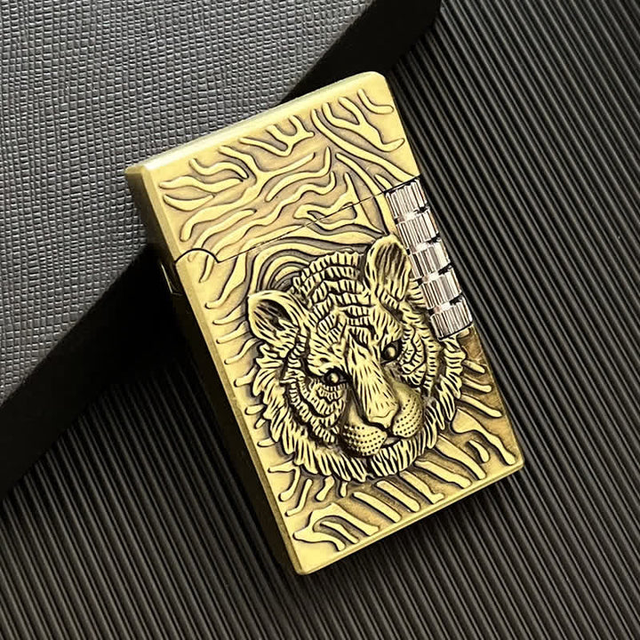 Encendedor de butano recargable con diseño de cabeza de tigre