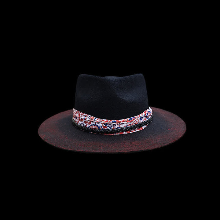 Cinturón con estampado de cachemira roja divertido y sombrero de vaquero negro