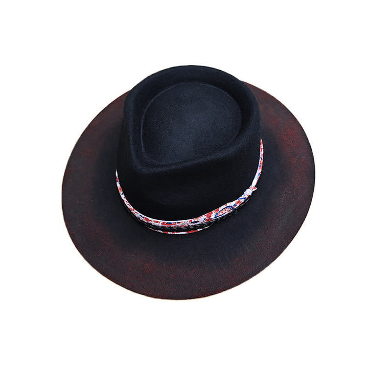 Cinturón con estampado de cachemira roja divertido y sombrero de vaquero negro