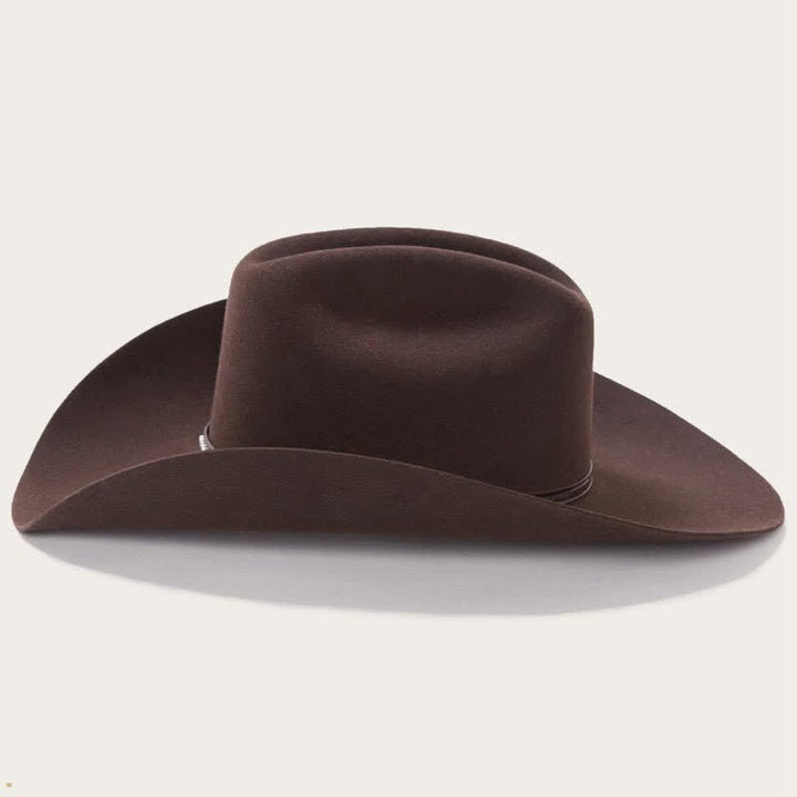 Sombrero vaquero de ala ancha color café liso y sencillo