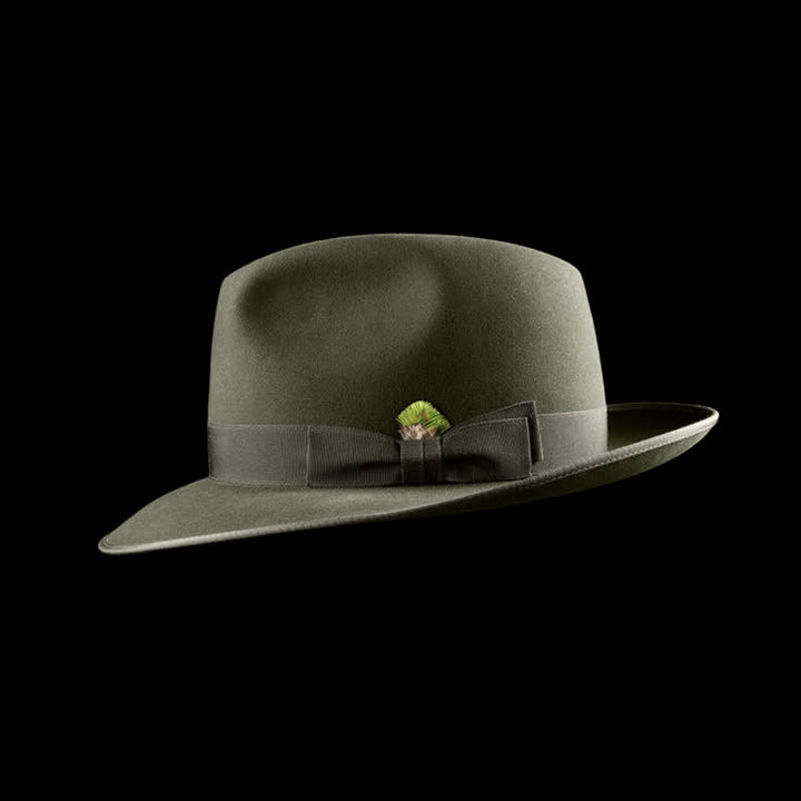 Sombrero vaquero clásico de fieltro de lana para viajeros de color sólido