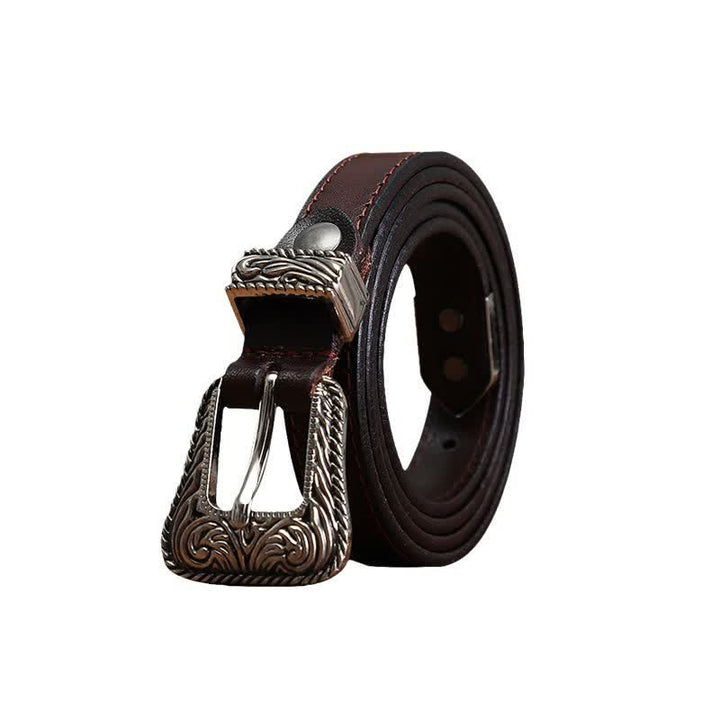 Cinturón de piel de vaca fina con diseño versátil y clásico estilo western.