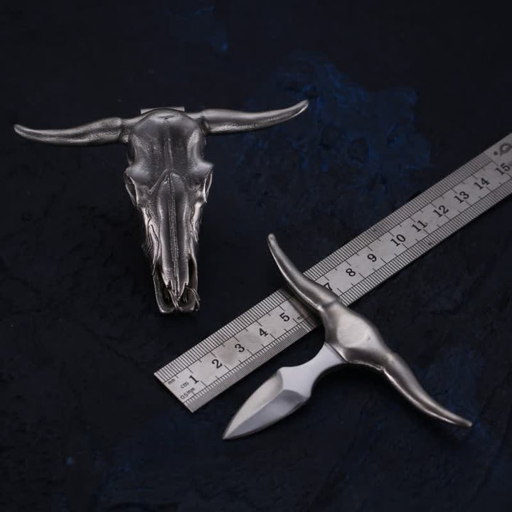 Hebilla de cinturón con colgante de herramienta EDC multifunción con cabeza de toro Longhorn