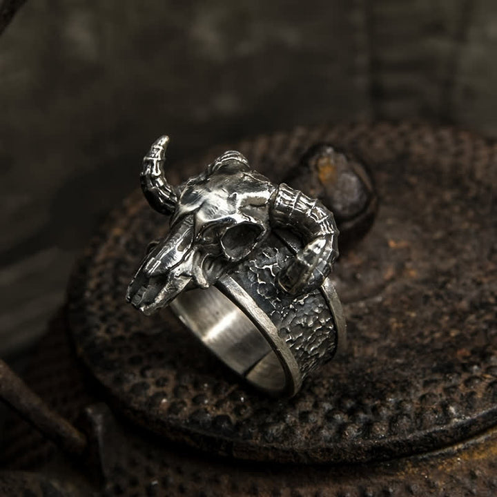 Anillo ajustable con apertura de diablo, fantasma, cabra y infierno para hombre