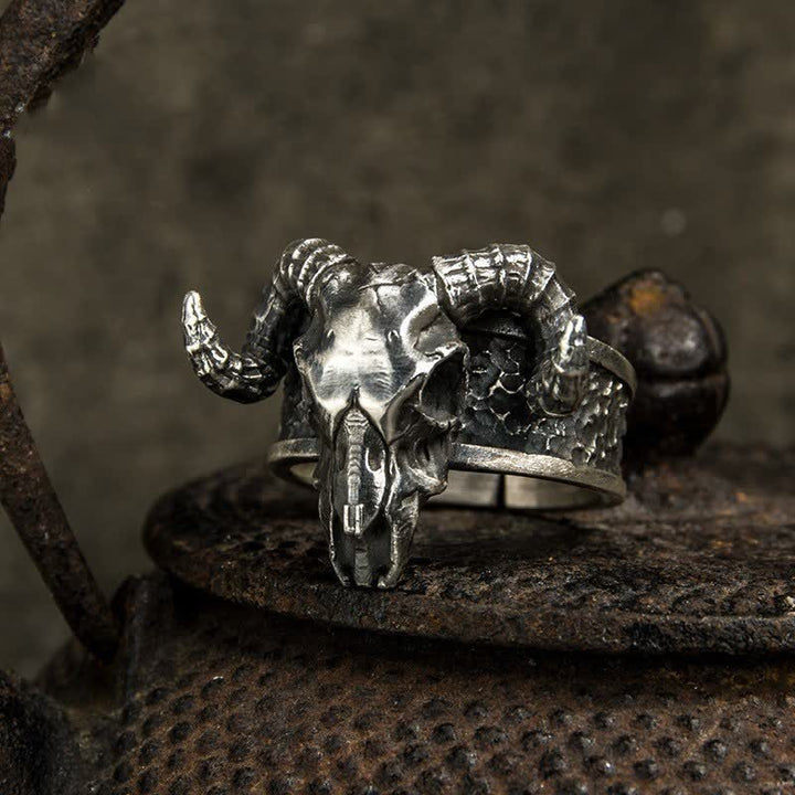 Anillo ajustable con apertura de diablo, fantasma, cabra y infierno para hombre