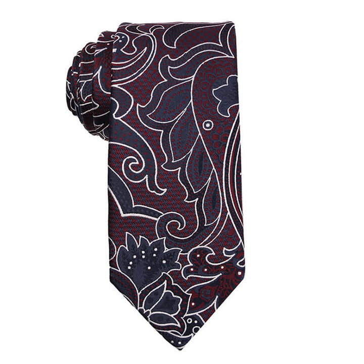 Corbata de vestir de noche con estampado de cachemira en rojo oscuro para hombre