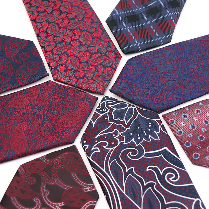 Corbata de vestir de noche con estampado de cachemira en rojo oscuro para hombre