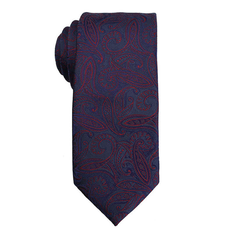 Corbata de vestir de noche con estampado de cachemira en rojo oscuro para hombre