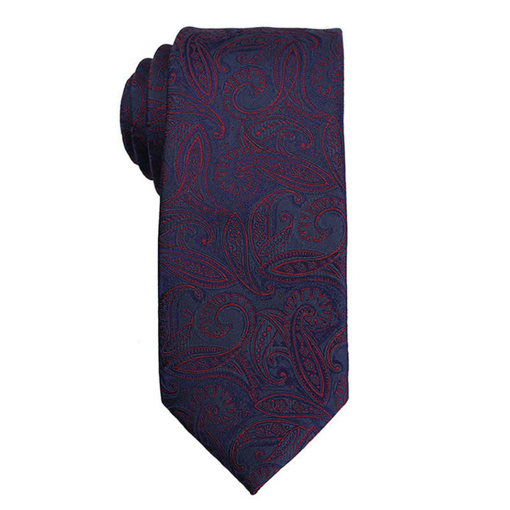 Corbata de vestir de noche con estampado de cachemira en rojo oscuro para hombre