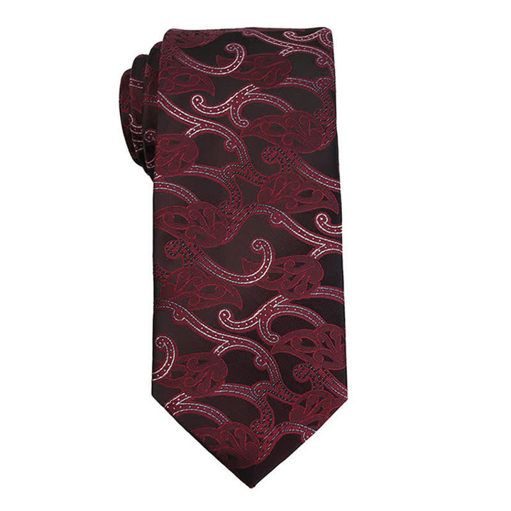 Corbata de vestir de noche con estampado de cachemira en rojo oscuro para hombre