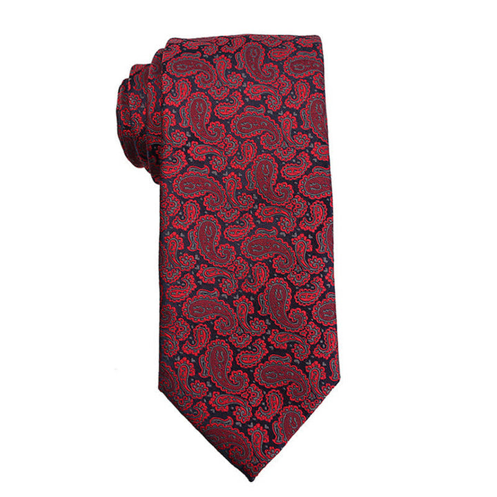 Corbata de vestir de noche con estampado de cachemira en rojo oscuro para hombre