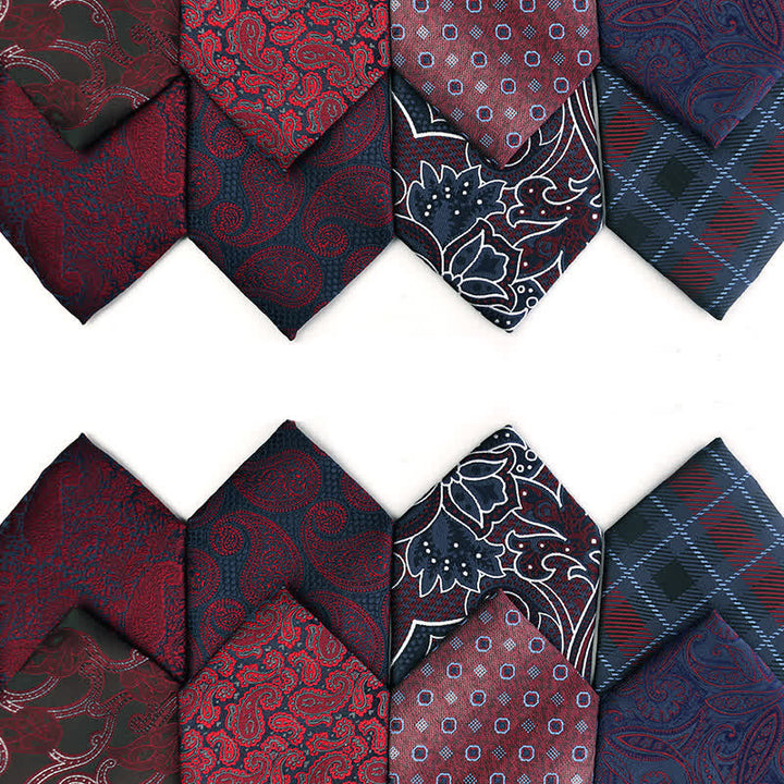 Corbata de vestir de noche con estampado de cachemira en rojo oscuro para hombre