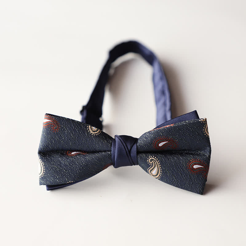 Pajarita de hombre de tejido jacquard con rayas florales y doble capa