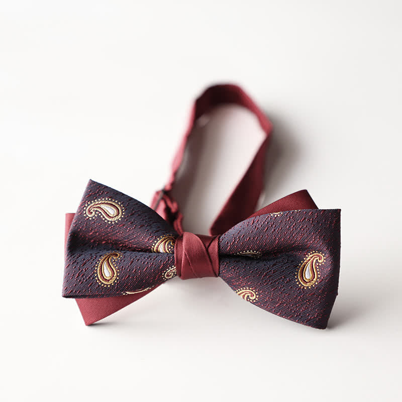 Pajarita de hombre de tejido jacquard con rayas florales y doble capa