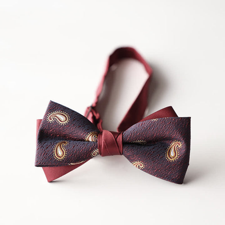 Pajarita de hombre de tejido jacquard con rayas florales y doble capa