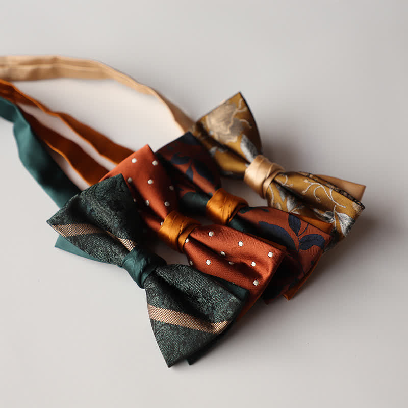 Pajarita de hombre de tejido jacquard con rayas florales y doble capa