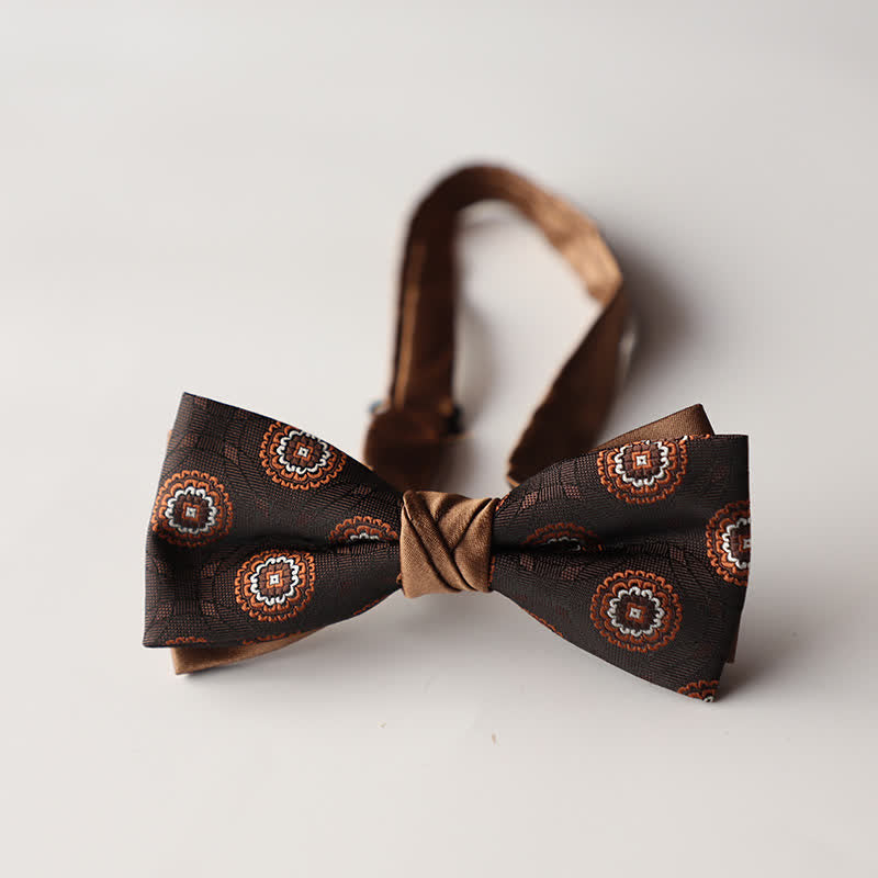 Pajarita de hombre de tejido jacquard con rayas florales y doble capa