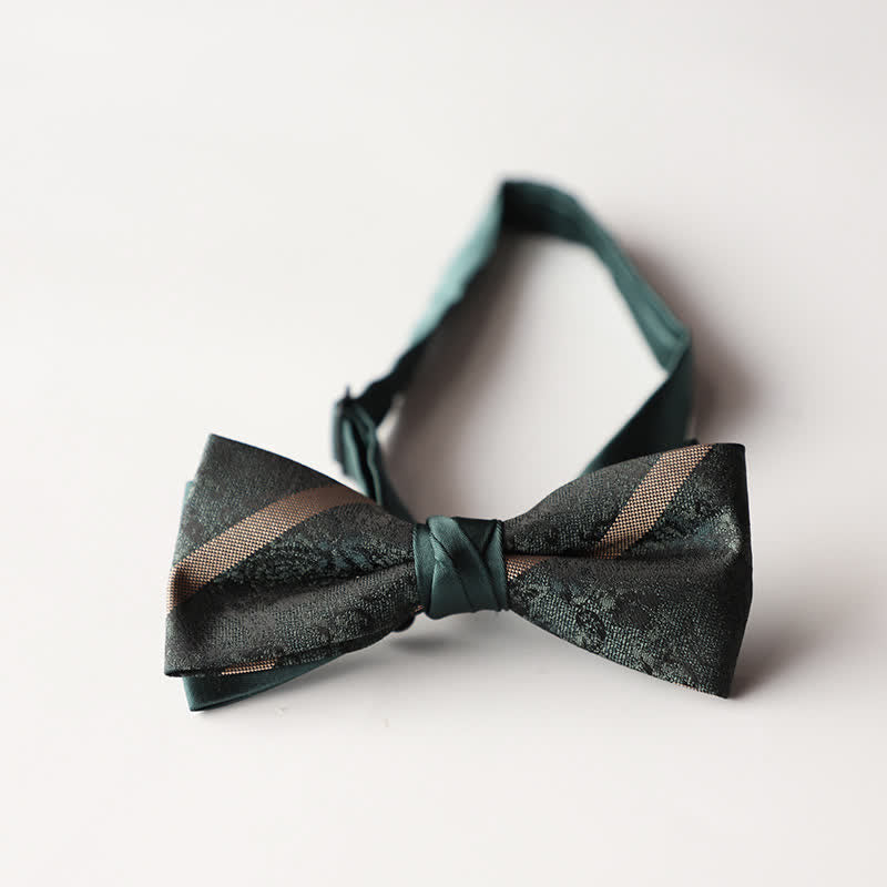 Pajarita de hombre de tejido jacquard con rayas florales y doble capa