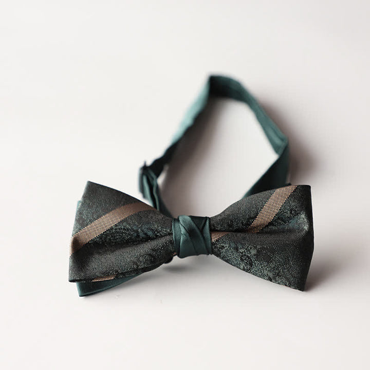 Pajarita de hombre de tejido jacquard con rayas florales y doble capa