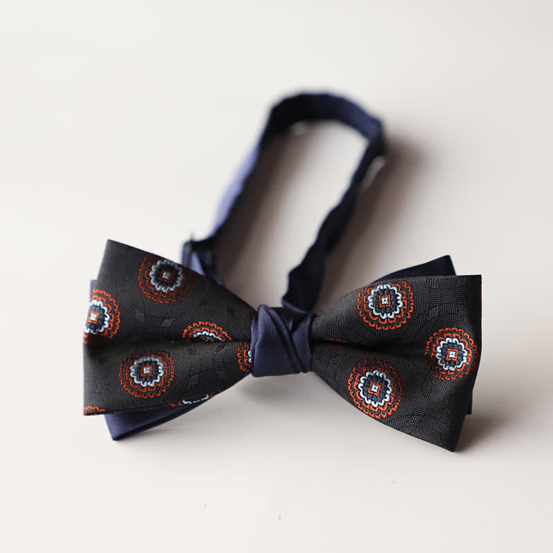 Pajarita de hombre de tejido jacquard con rayas florales y doble capa