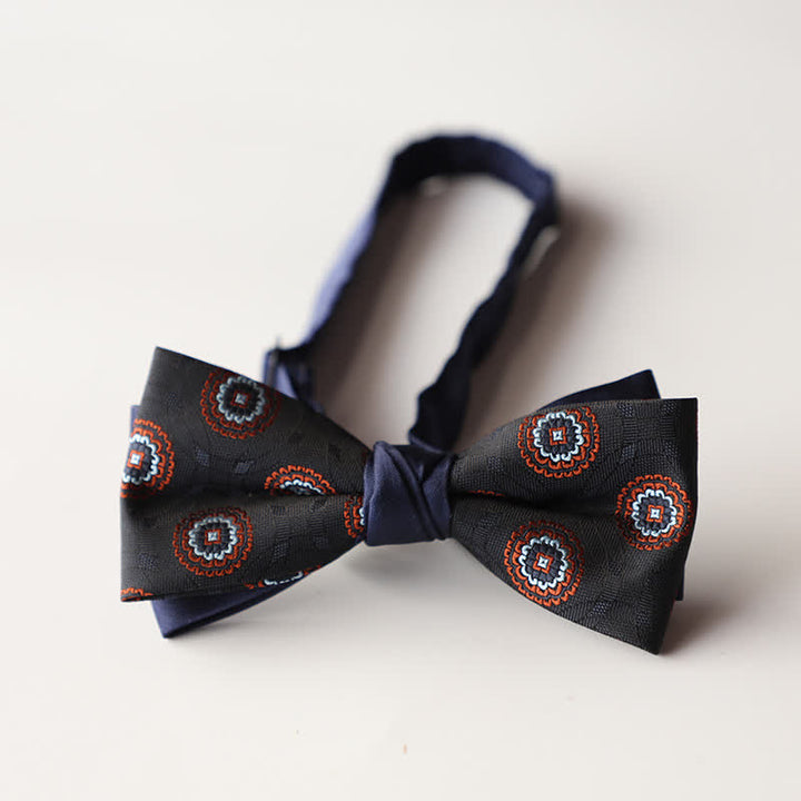 Pajarita de hombre de tejido jacquard con rayas florales y doble capa