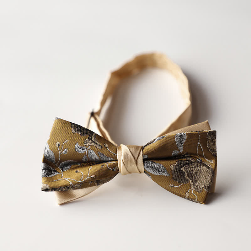 Pajarita de hombre de tejido jacquard con rayas florales y doble capa