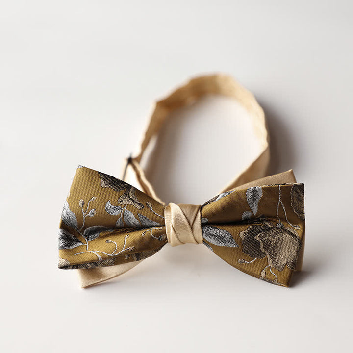 Pajarita de hombre de tejido jacquard con rayas florales y doble capa