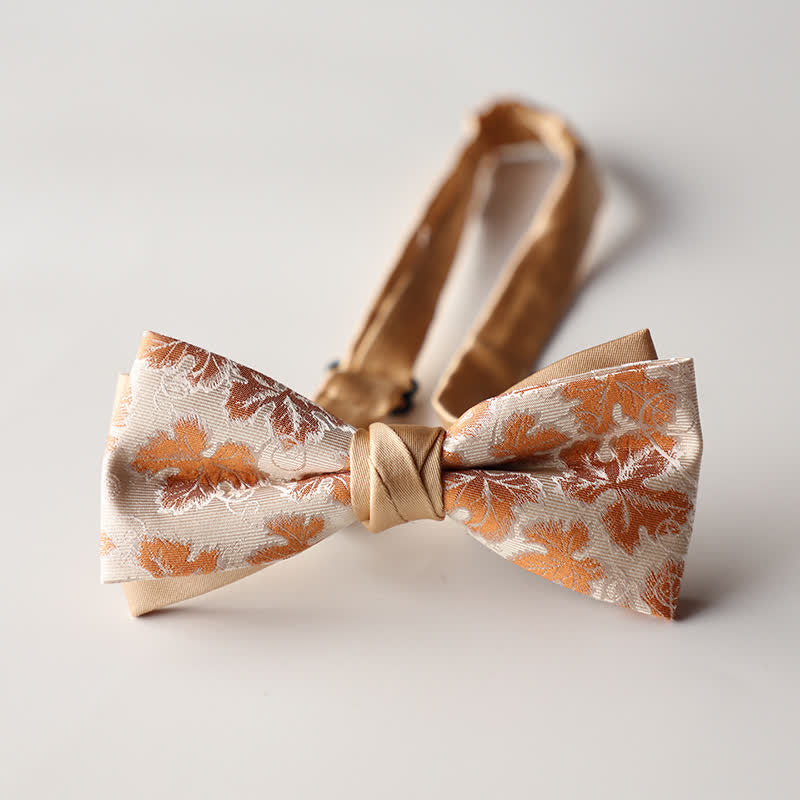 Pajarita de hombre de tejido jacquard con rayas florales y doble capa