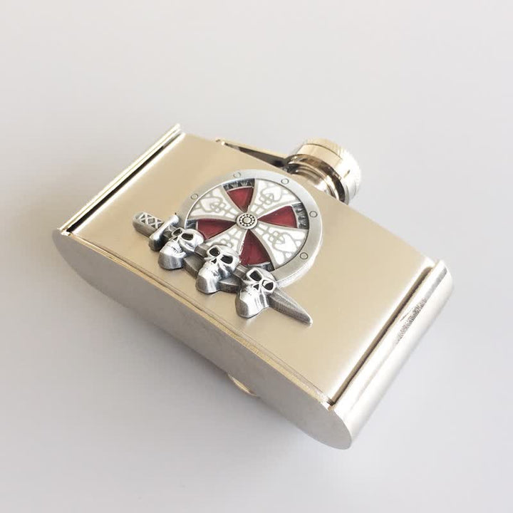 Cinturón de cuero celta con forma de cruz de 3 oz para hombre, hecho a mano, con frasco oculto