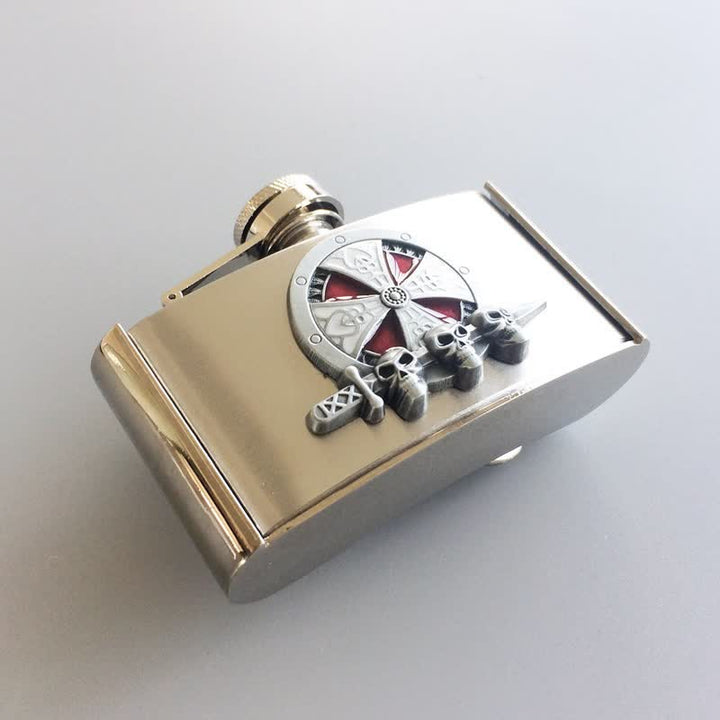 Cinturón de cuero celta con forma de cruz de 3 oz para hombre, hecho a mano, con frasco oculto
