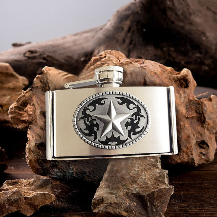Cinturón de cuero Western Star de 3 oz para hombre con frasco oculto