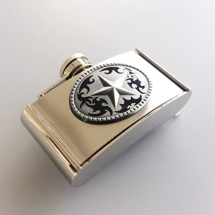 Cinturón de cuero Western Star de 3 oz para hombre con frasco oculto