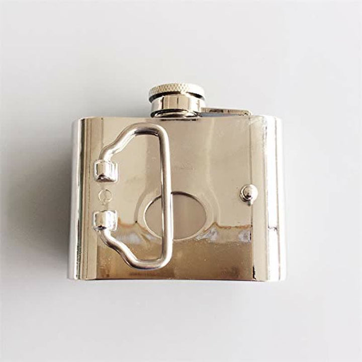 Cinturón de cuero de 2 oz para hombre con frasco oculto y diseño de perfil femenino