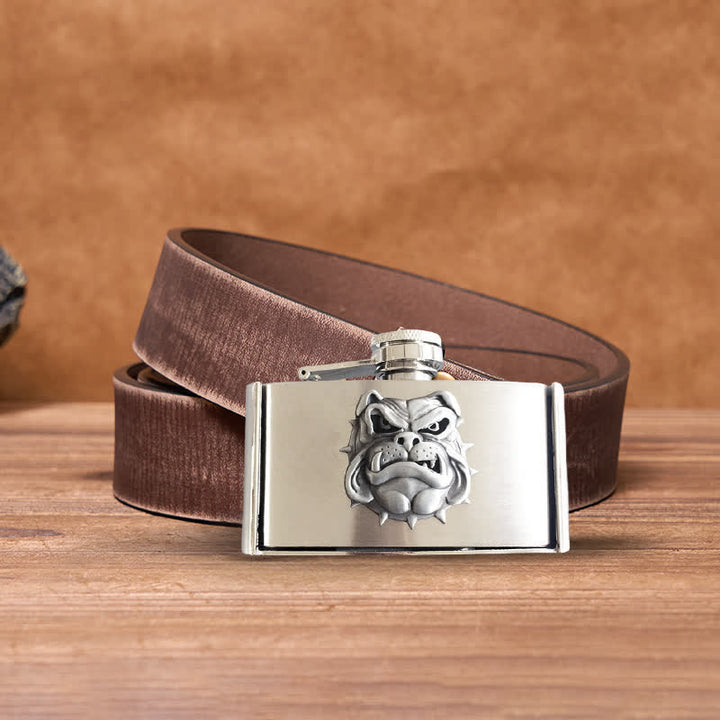 Cinturón de cuero de bulldog de 3 oz para hombre con frasco oculto