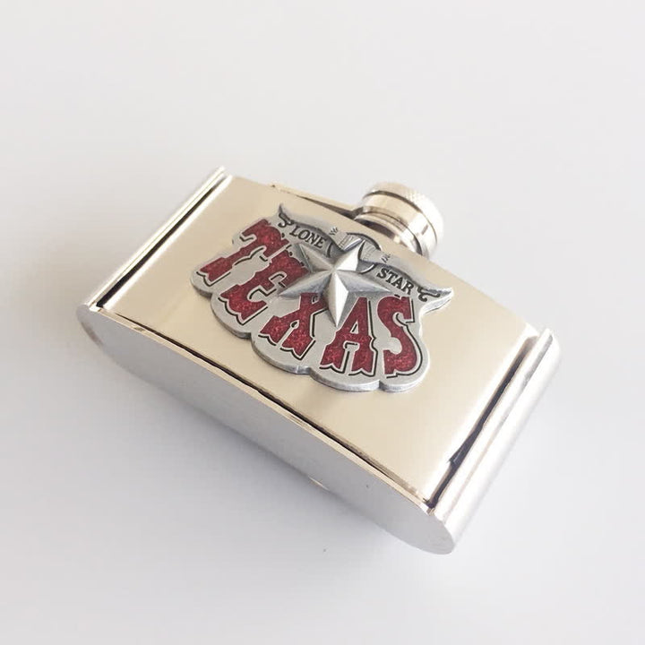 Cinturón de cuero Texas Star de 3 oz para hombre con frasco oculto