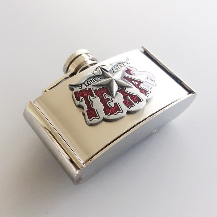 Cinturón de cuero Texas Star de 3 oz para hombre con frasco oculto