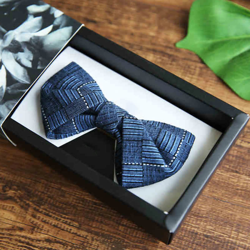 Pajarita de novio con estampado de cuadros estilo británico para hombre