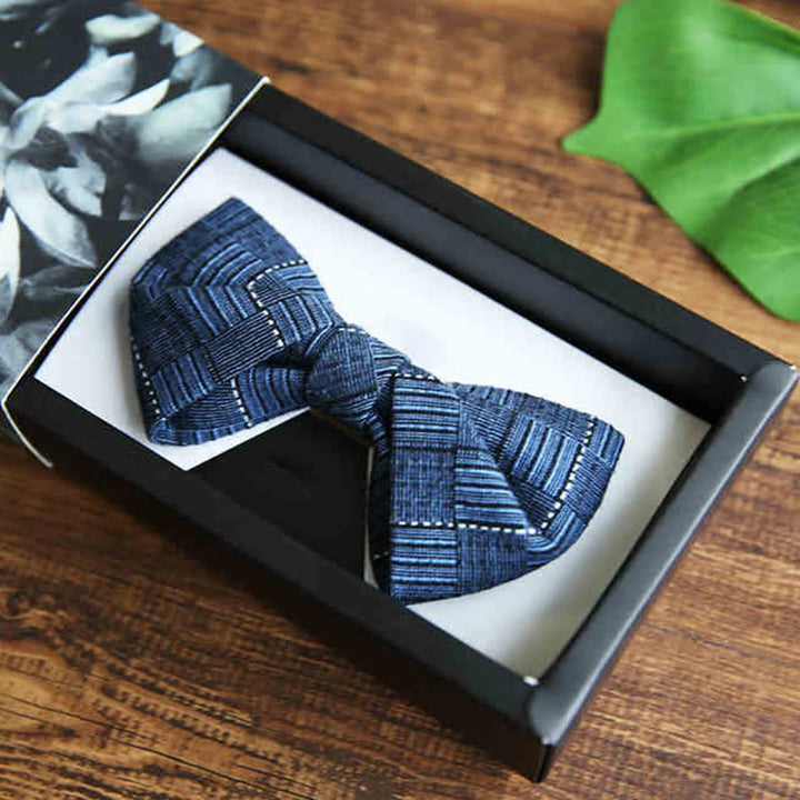 Pajarita de novio con estampado de cuadros estilo británico para hombre