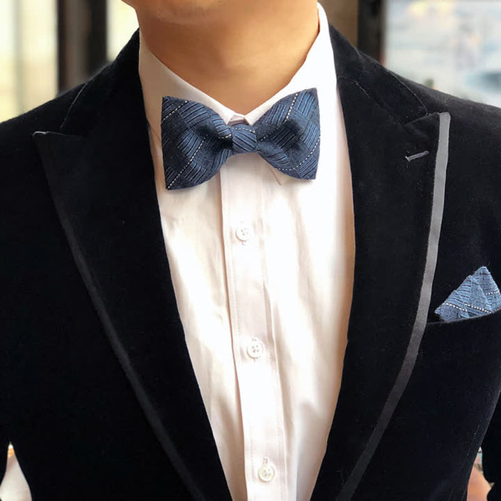 Pajarita de novio con estampado de cuadros estilo británico para hombre