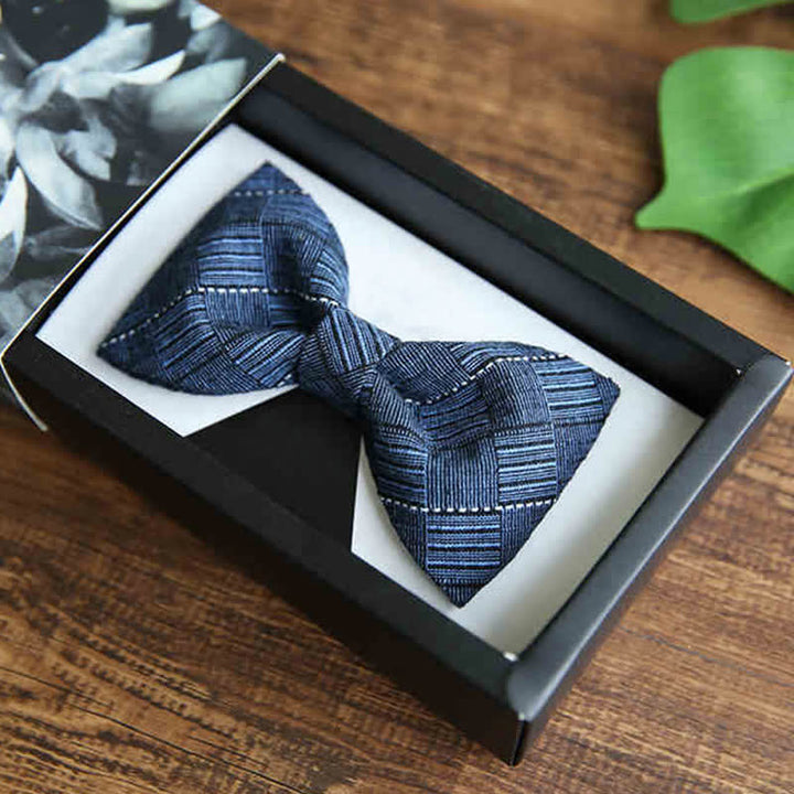 Pajarita de novio con estampado de cuadros estilo británico para hombre