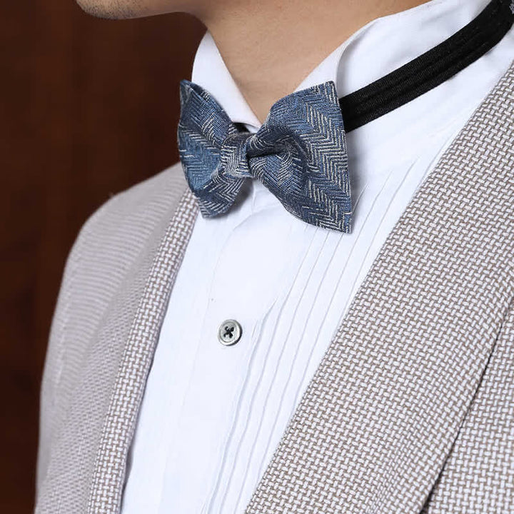 Pajarita vaquera con estampado de espiga de flores de la serie azul para hombre